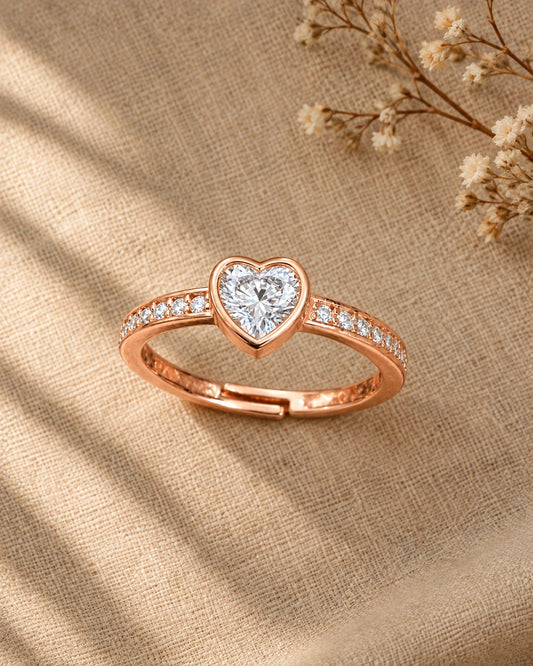 Rose Gold Plated Bezel Cut CZ Diamond Ring Combo for Women – Set of 4 Rings | JEWELHIRA