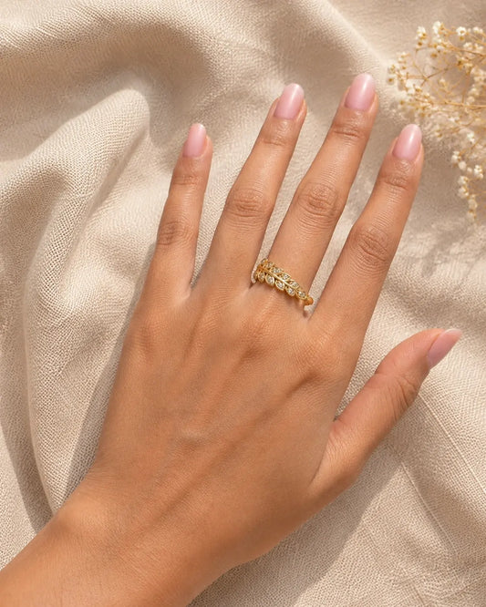 Leaf Elegance Gold Plated Ring for Women – Adjustable Daily Wear Design | JEWELHIRA