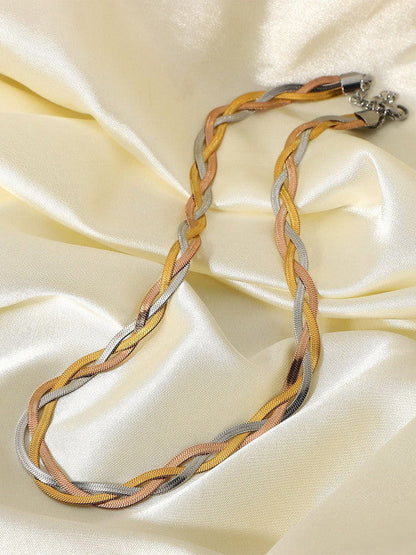 Triple Tone Layered Chain Necklace for Women | JEWELHIRA