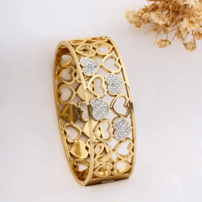 Golden Heart Gold Finish Bangle for Women | JEWELHIRA