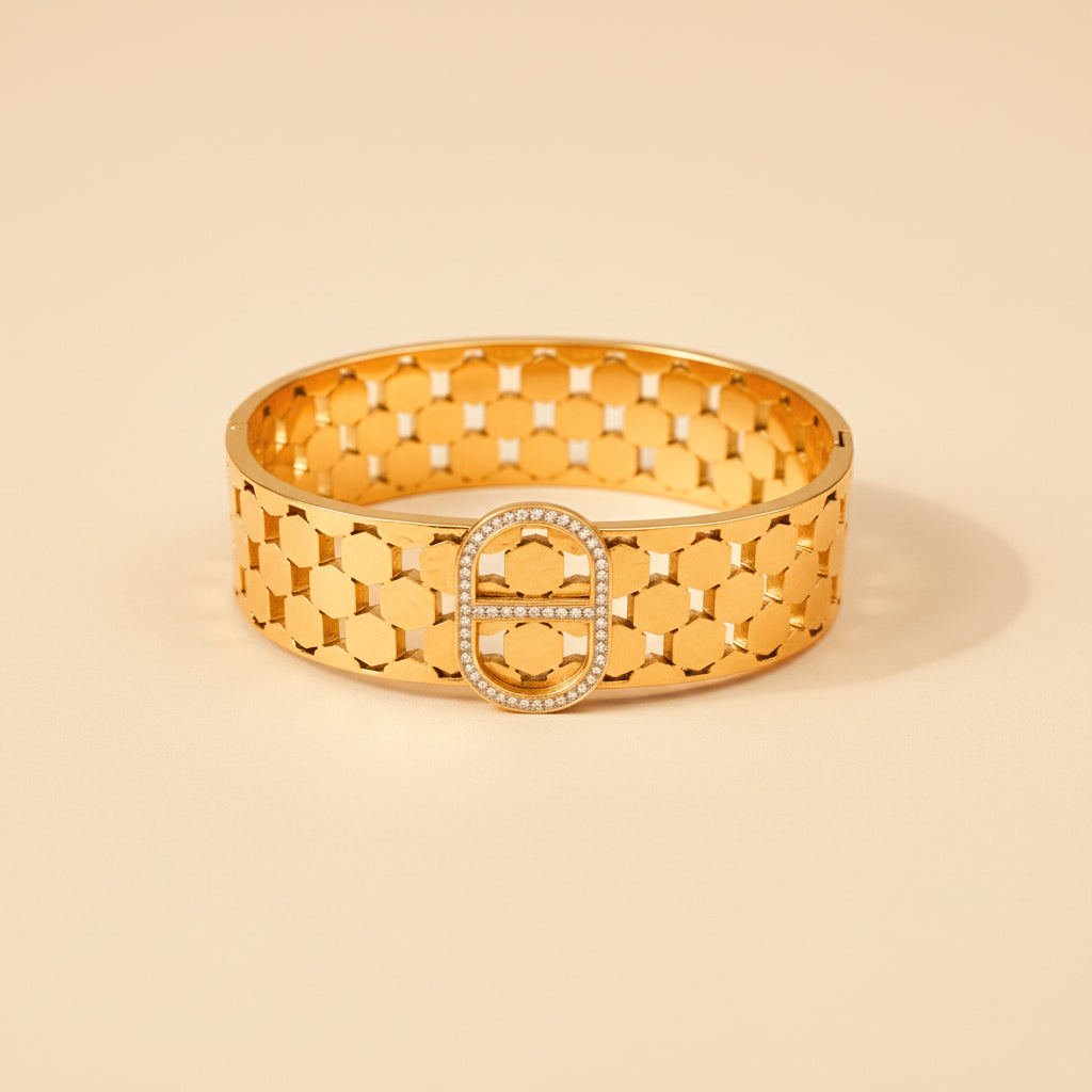 Gleam Gold Finish Bracelet for Women | JEWELHIRA
