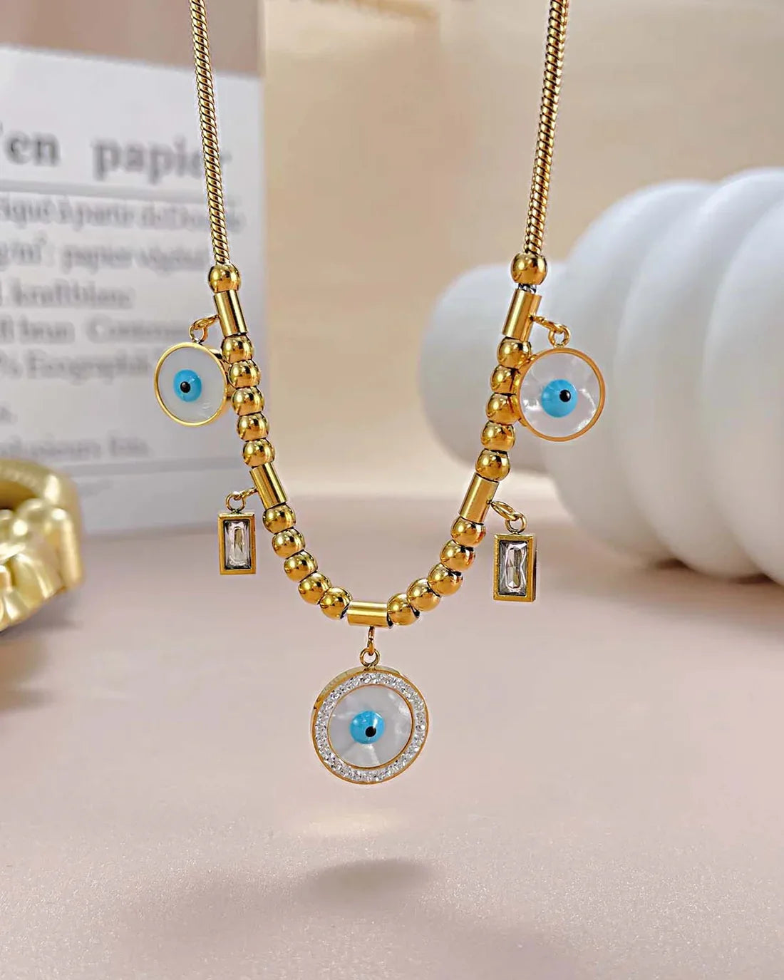 Evil Eye Gold Finish Necklace for Women | JEWELHIRA