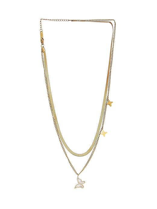 Twinkle Drop Gold Finish Necklace for Women | JEWELHIRA