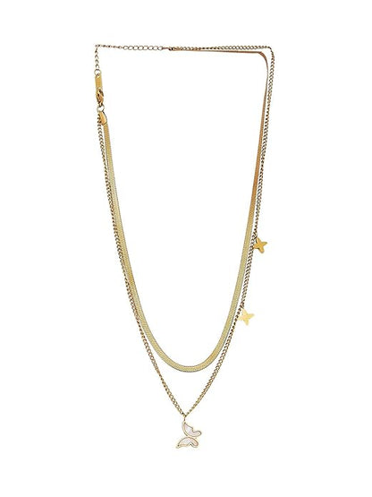 Twinkle Drop Gold Finish Necklace for Women | JEWELHIRA