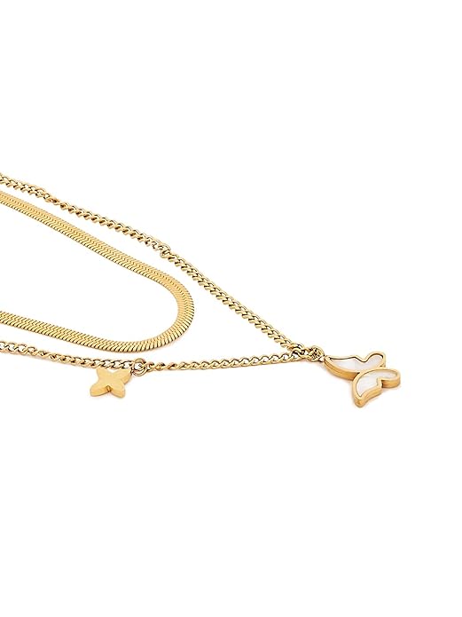 Twinkle Drop Gold Finish Necklace for Women | JEWELHIRA
