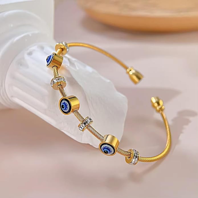 Evil Eye Gold Finish Bracelet for Women | JEWELHIRA
