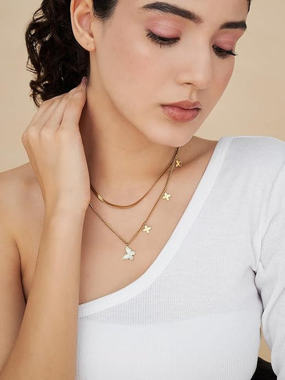 Twinkle Drop Gold Finish Necklace for Women | JEWELHIRA