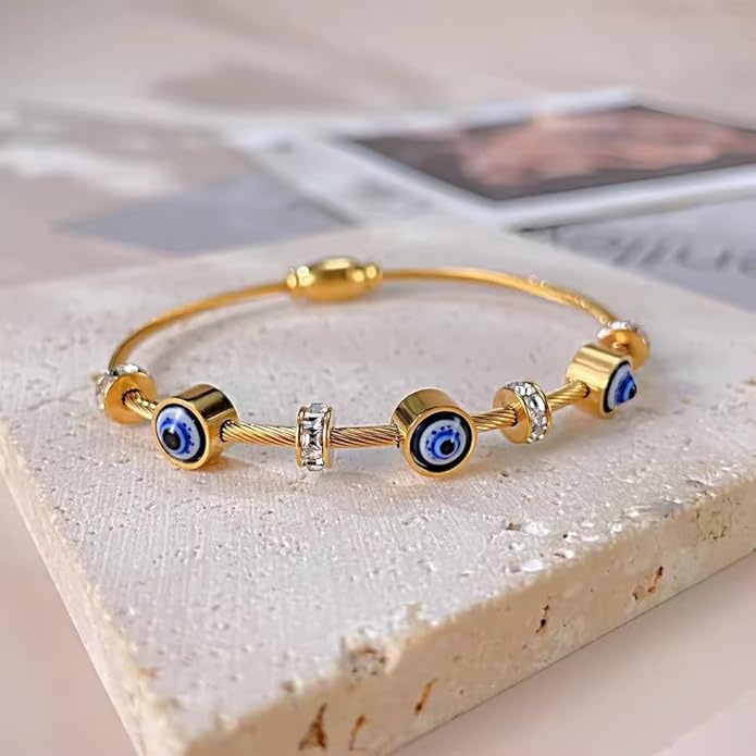 Evil Eye Gold Finish Bracelet for Women | JEWELHIRA