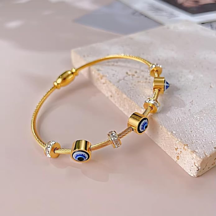 Evil Eye Gold Finish Bracelet for Women | JEWELHIRA