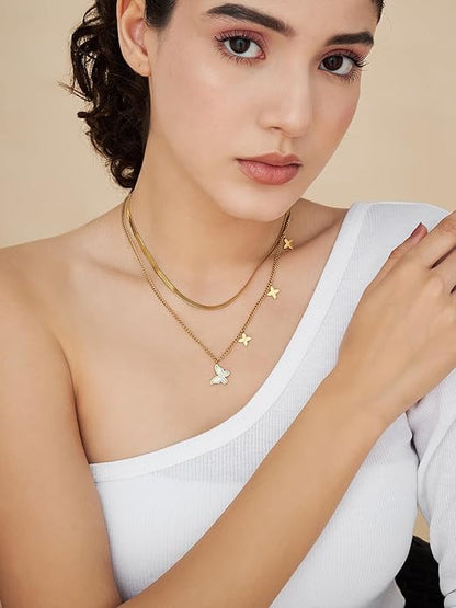 Twinkle Drop Gold Finish Necklace for Women | JEWELHIRA