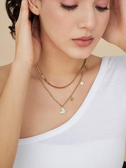 Twinkle Drop Gold Finish Necklace for Women | JEWELHIRA