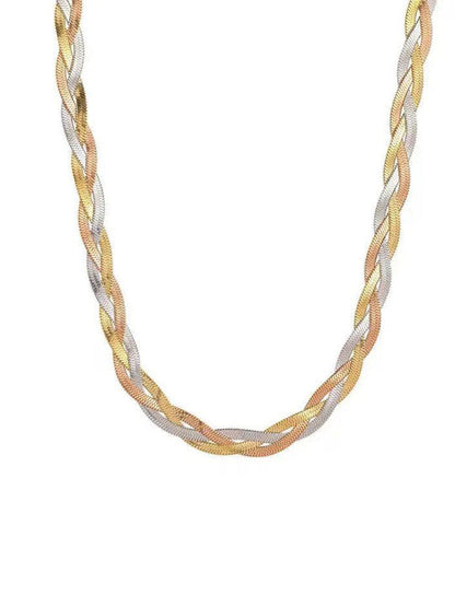Triple Tone Layered Chain Necklace for Women | JEWELHIRA