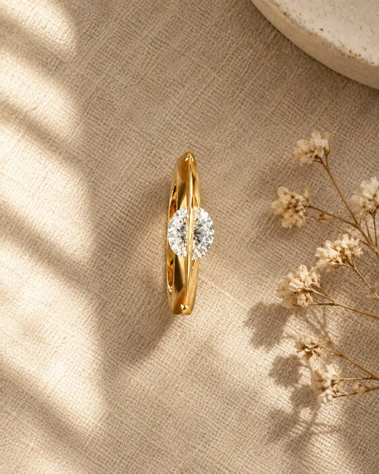 Rose Gold Plated Spinning CZ Stone Adjustable Ring for Women | JEWELHIRA