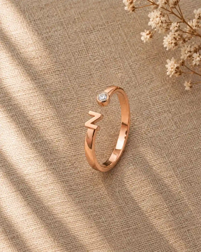 Elegant N Alphabet Ring for Women – Rose Gold Plated | JEWELHIRA