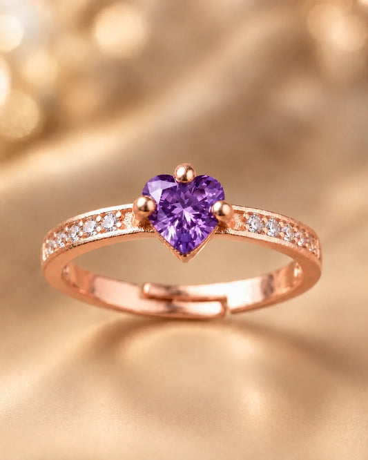 Heart Cut CZ Stone Rose Gold Plated Ring Combo for Women – Set of 6 Pcs | JEWELHIRA