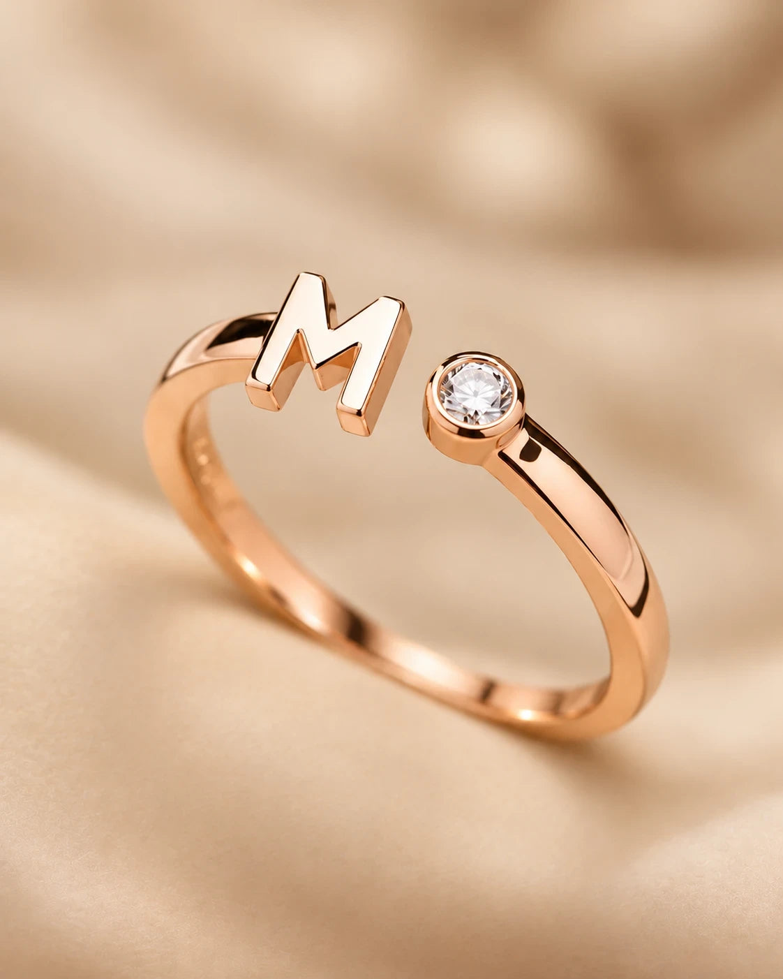 Elegant M Alphabet Adjustable Ring for Girls | JEWELHIRA