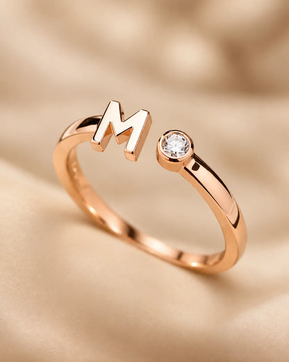Elegant M Alphabet Adjustable Ring for Girls | JEWELHIRA