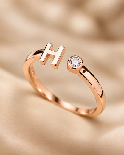 Classic H Letter Open Band Ring for Girls – Rose Gold Plated | JEWELHIRA