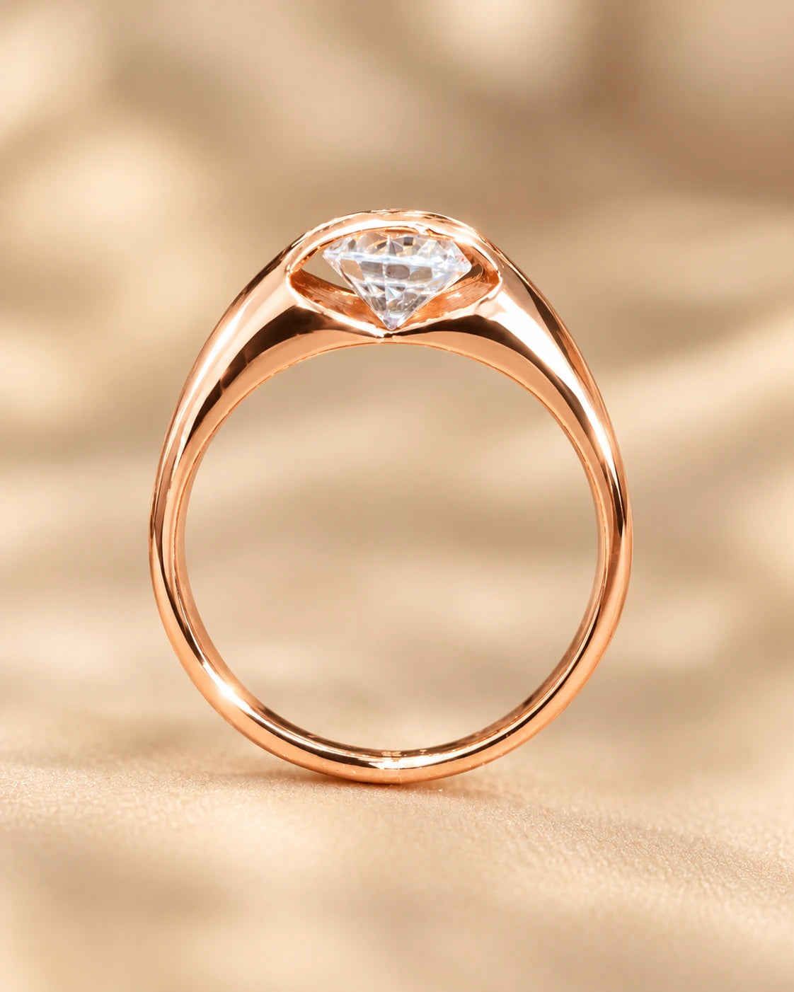 Rose Gold Plated Spinning CZ Stone Adjustable Ring for Women | JEWELHIRA