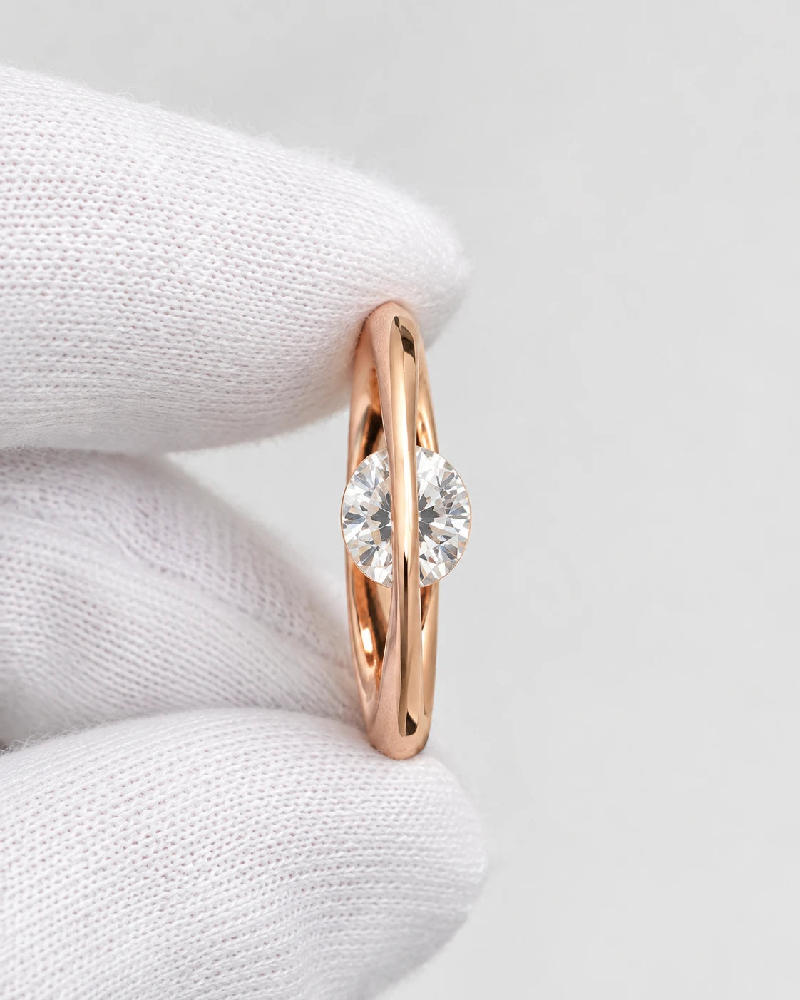 Rose Gold Plated Spinning CZ Stone Adjustable Ring for Women | JEWELHIRA