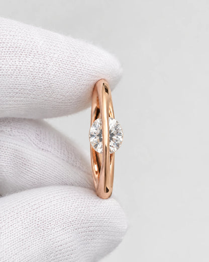 Rose Gold Plated Spinning CZ Stone Adjustable Ring for Women | JEWELHIRA
