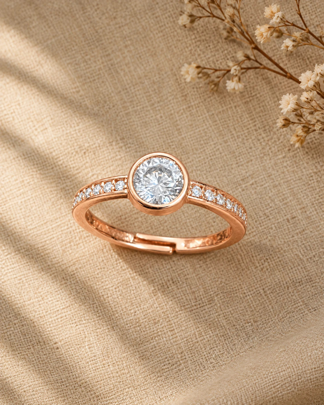 Rose Gold Plated Bezel Cut CZ Diamond Ring Combo for Women – Set of 4 Rings | JEWELHIRA