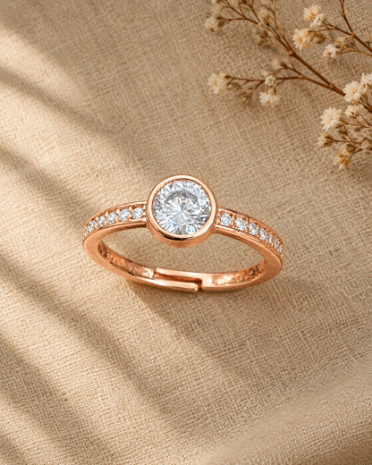Rose Gold Plated Bezel Cut CZ Diamond Ring Combo for Women – Set of 4 Rings | JEWELHIRA