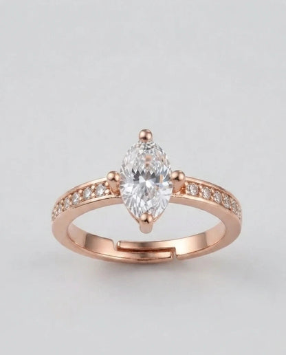 Elegant Oval American Diamond Ring for Women – Rose Gold Plated | JEWELHIRA