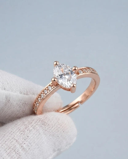 Elegant Oval American Diamond Ring for Women – Rose Gold Plated | JEWELHIRA