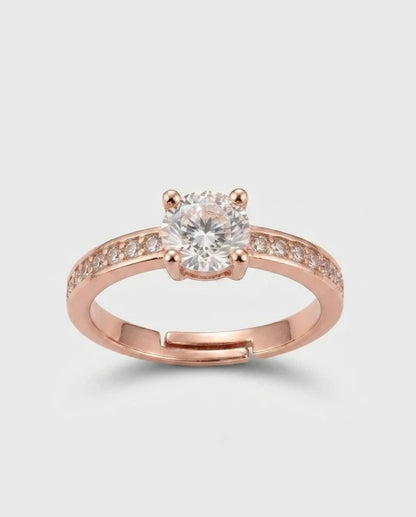 Classic Round American Diamond Ring for Women – Rose Gold Plated | JEWELHIRA