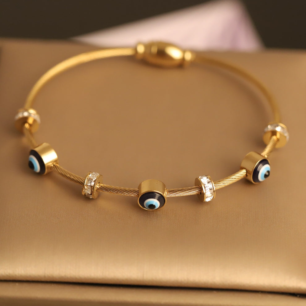 Evil Eye Gold Finish Bracelet for Women | JEWELHIRA