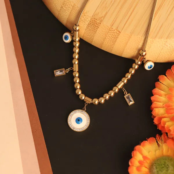 Evil Eye Gold Finish Necklace for Women | JEWELHIRA