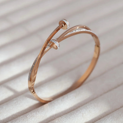 Dual Cap Rose Gold Finish Bracelet for Women | JEWELHIRA