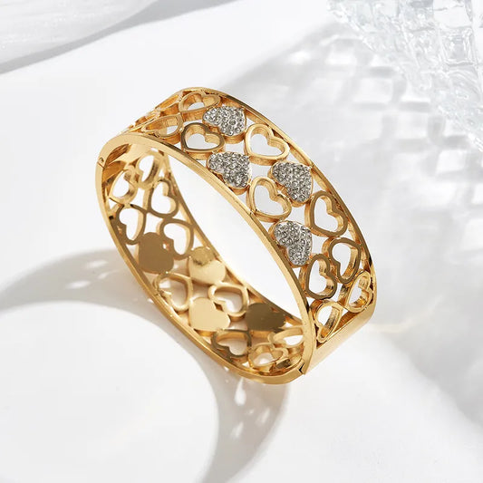 Golden Heart Gold Finish Bangle for Women | JEWELHIRA