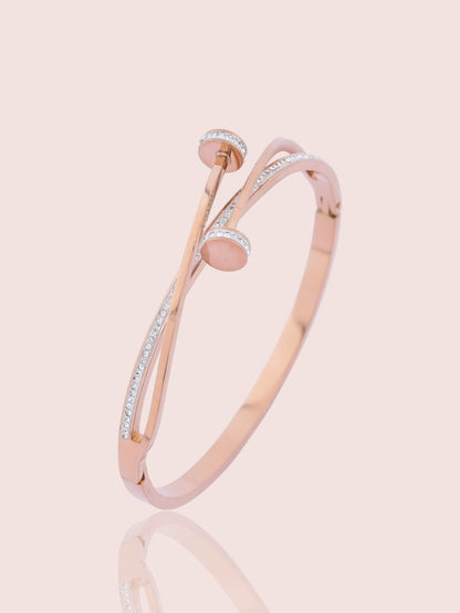 Dual Cap Rose Gold Finish Bracelet for Women | JEWELHIRA