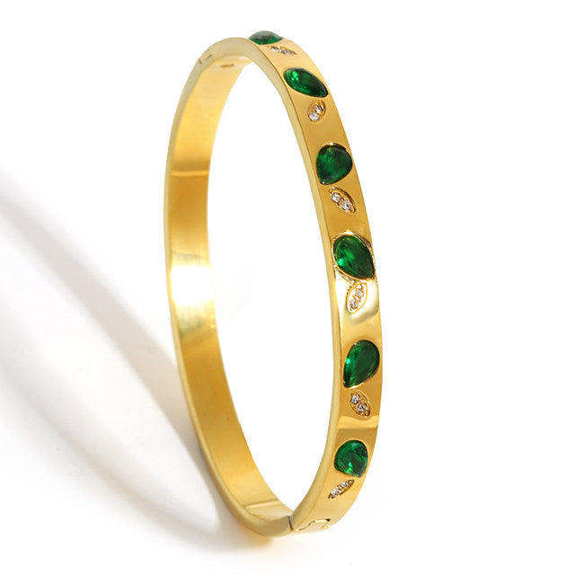 Green Charm Gold Finish Bracelet for Women | JEWELHIRA