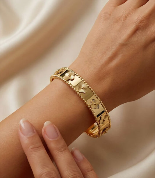 Floral Gold Finish Bracelet for Women | JEWELHIRA