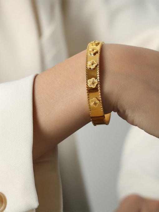 Floral Gold Finish Bracelet for Women | JEWELHIRA