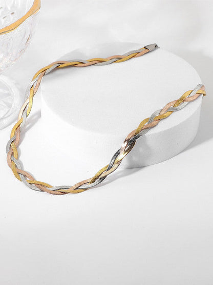 Triple Tone Layered Chain Necklace for Women | JEWELHIRA