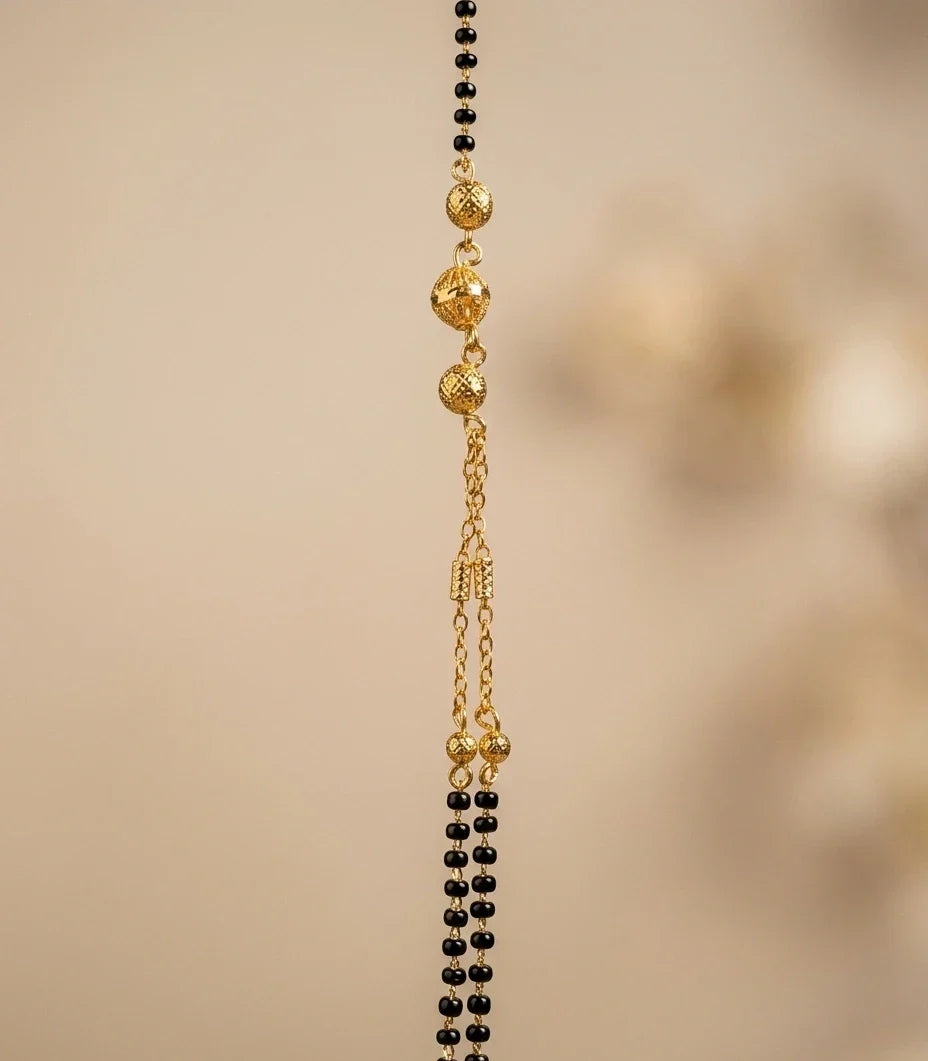 Double Layer Gold Plated Bead Mangalsutra for Women | JEWELHIRA