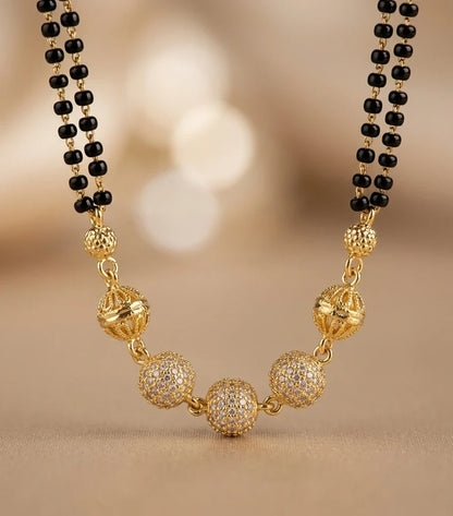 Double Layer Gold Plated Bead Mangalsutra for Women | JEWELHIRA