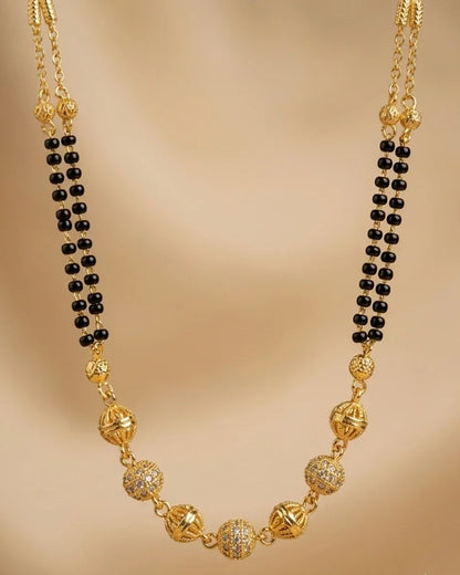 Double Layer Gold Plated Bead Mangalsutra for Women | JEWELHIRA