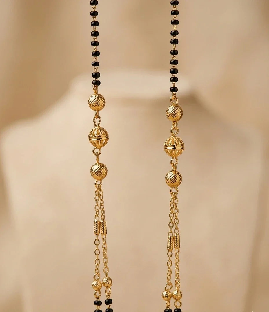 Double Layer Gold Plated Bead Mangalsutra for Women | JEWELHIRA