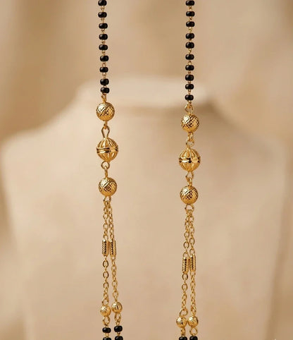 Double Layer Gold Plated Bead Mangalsutra for Women | JEWELHIRA