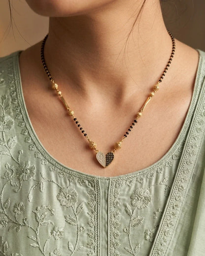 Two Tone Heart Design Gold Plated Mangalsutra for Women | JEWELHIRA