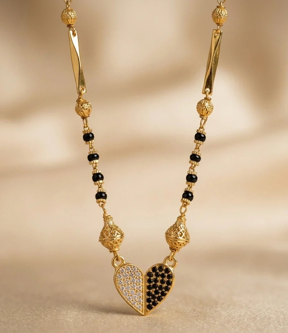 Two Tone Heart Design Gold Plated Mangalsutra for Women | JEWELHIRA