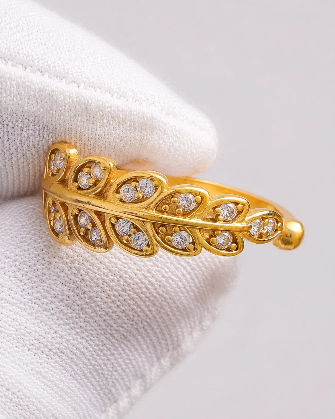 Leaf Elegance Gold Plated Ring for Women – Adjustable Daily Wear Design | JEWELHIRA