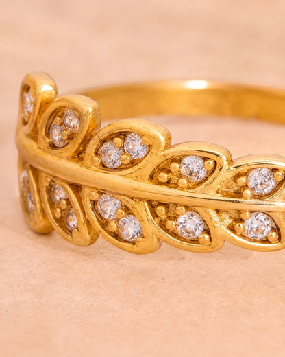Leaf Elegance Gold Plated Ring for Women – Adjustable Daily Wear Design | JEWELHIRA