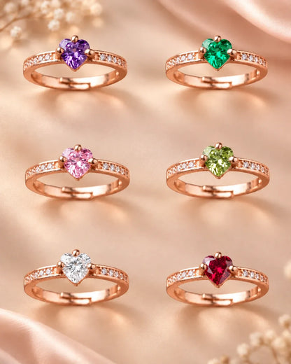 Heart Cut CZ Stone Rose Gold Plated Ring Combo for Women – Set of 6 Pcs | JEWELHIRA