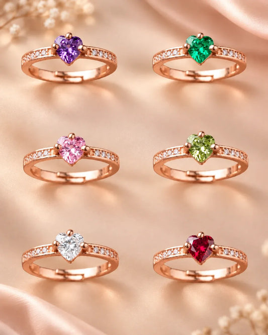 Heart Cut CZ Stone Rose Gold Plated Ring Combo for Women – Set of 6 Pcs | JEWELHIRA